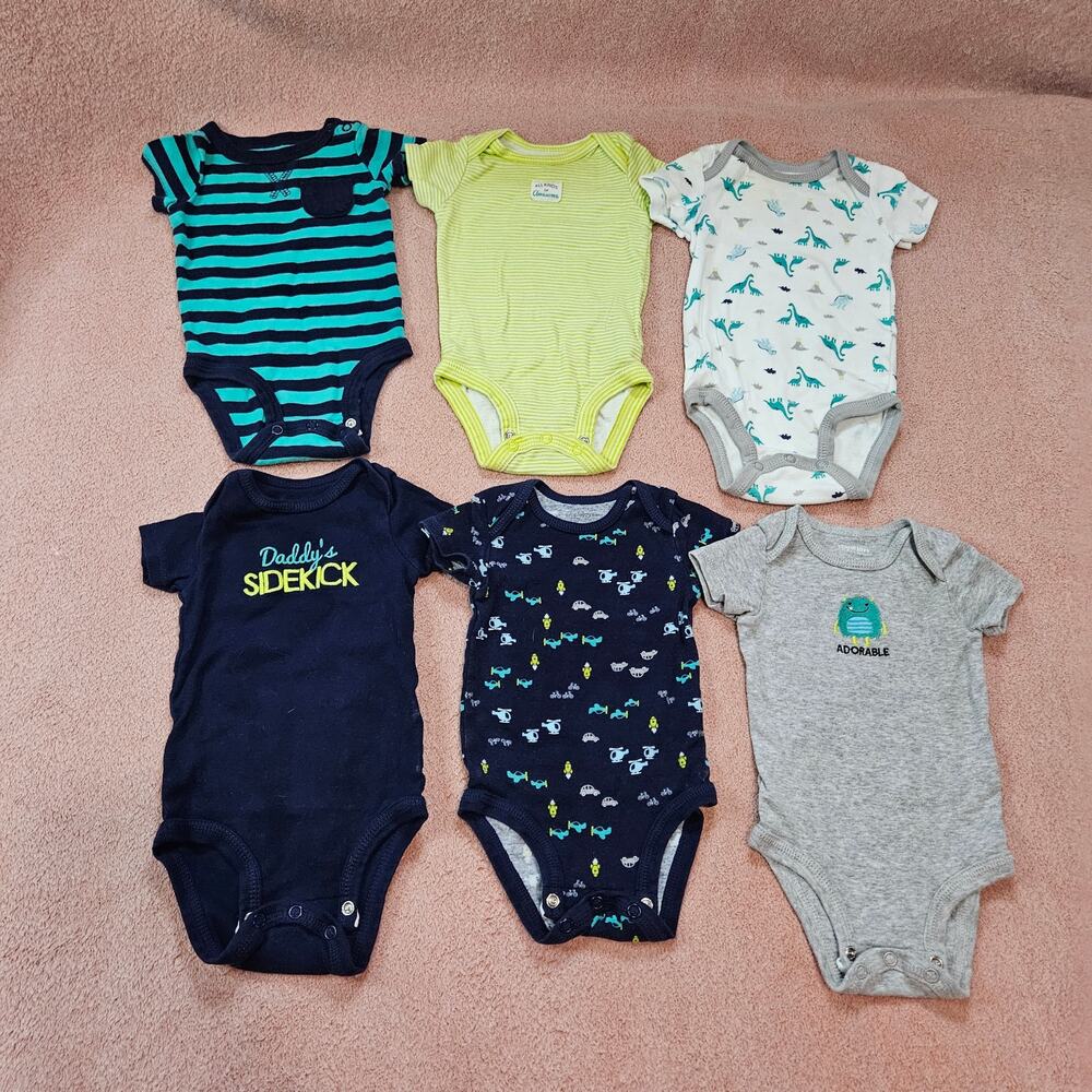 Simple Joys by Carter's Baby Boys 6 Short-Sleeve Bodysuit Lot Size 0-3 Mon